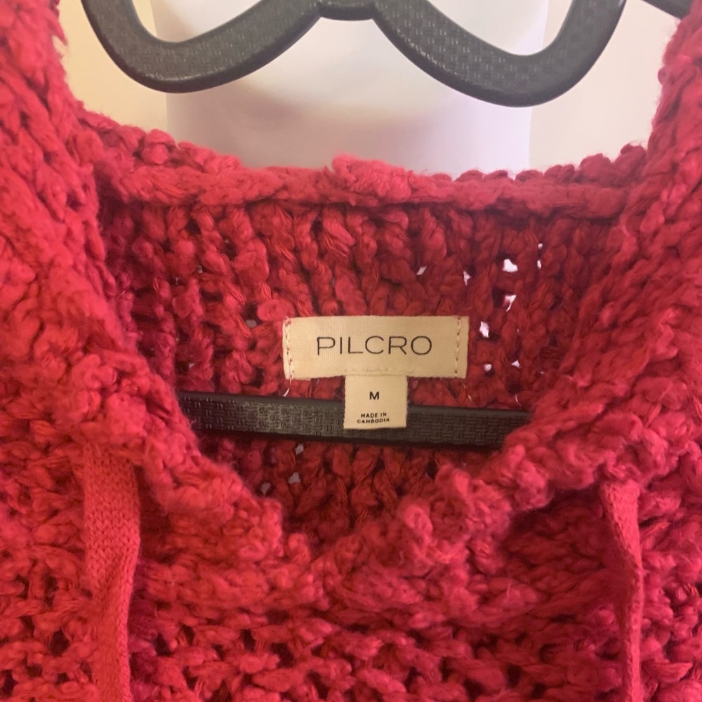 Pilcro Bright Red Chunky Knit Hoodie - Picture 5 of 6